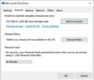 Microsoft OneDrive settings